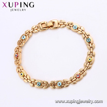 75187 Xuping top grade colorido malvado pulsera de cadena de oro sin piedra de imitación de joyería